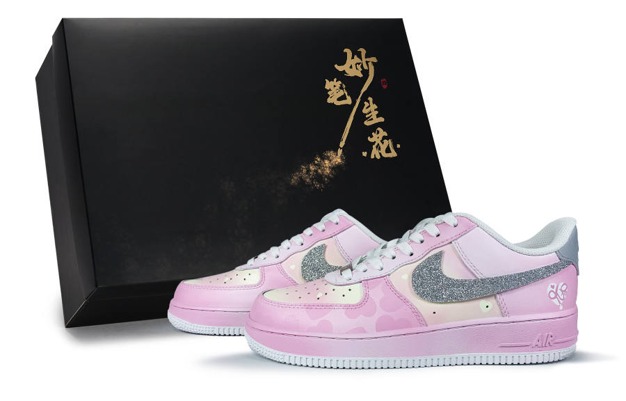 Nike Nike Air Force 1 Abrasion Resistant Low top Skateboard Shoes Unisex Silver Pink White