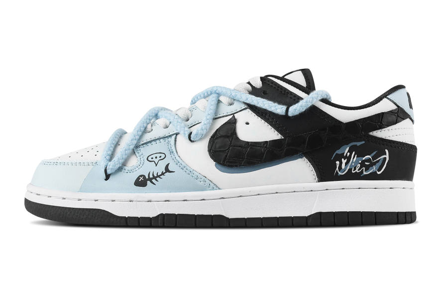 Nike Nike Dunk Fish Meet You Slip Resistant Abrasion Resistant Low top Skateboard Shoes Unisex Black Blue