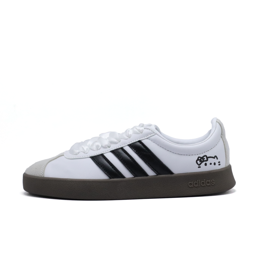 Adidas Adidas Vl Court Classic Black White Meowth Leather Comfortable Low top Skateboard Shoes Women's White