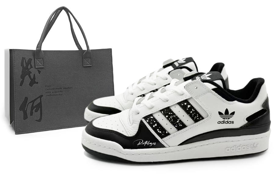 Adidas Originals FORUM Leather Abrasion Resistant Low top Skateboard Shoes Unisex Black White