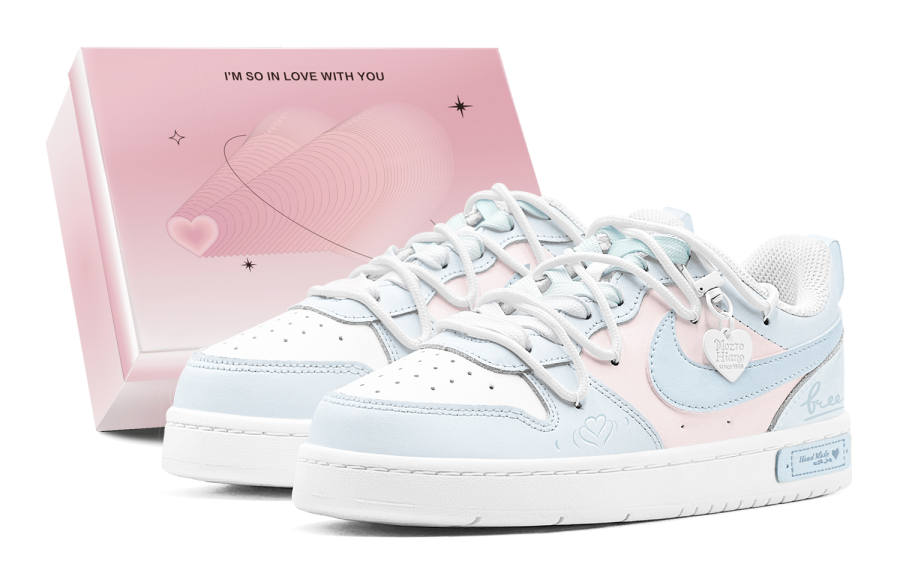 Nike Nike Court Borough Couple's, Valentine's Treat, Blue Pink Charm, Macaron, Refreshing Low top Skateboard Shoes Women's