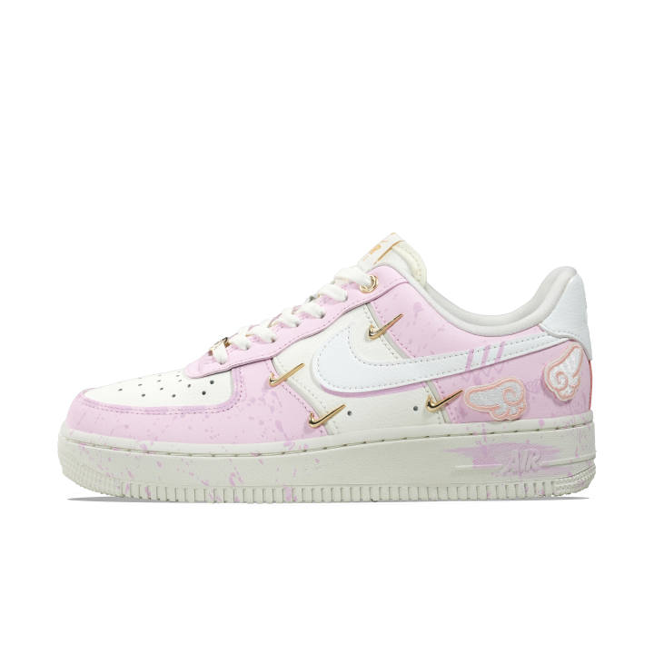 Nike Nike Air Force 1 Peach Feather Wings Cushioning Low top Skateboard Shoes Women's Pink White