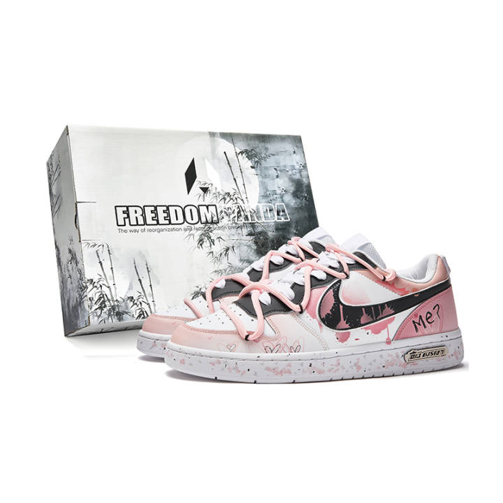 Nike Nike Court Borough Low 2 Freedom Panda Box Heartache Anti-Slip Wear-Resistant Low-Top Skateboard Shoes GS Pink Black