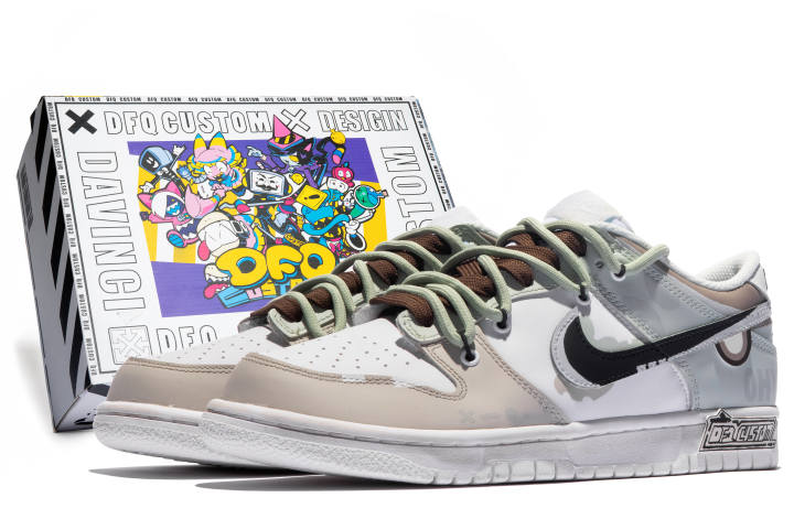 Nike Nike Dunk Low top Skateboard Shoes GS Gray White Brown