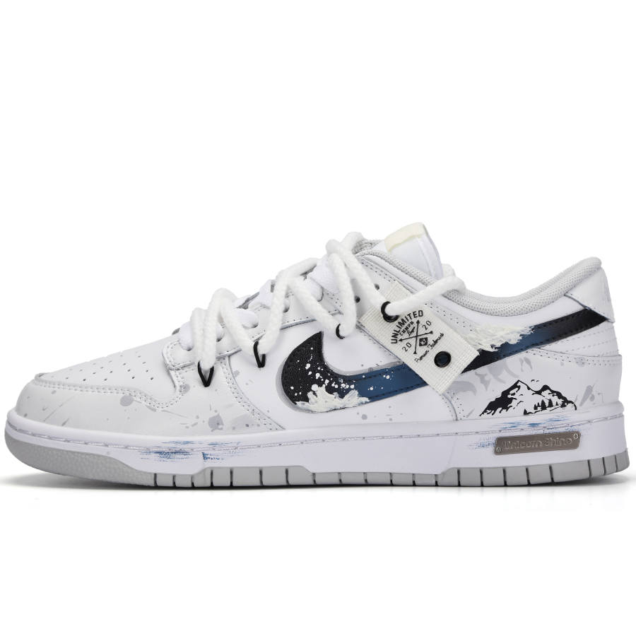 Nike Nike Dunk Silver White Journey Abrasion Resistant Low top Skateboard Shoes Unisex Gray White