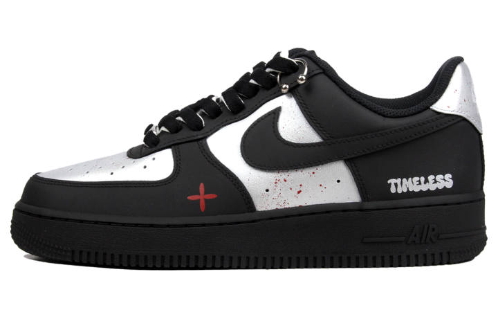 Nike Nike Air Force 1 Coverage Slip Resistant Low top Skateboard Shoes Unisex Matte Black Silver