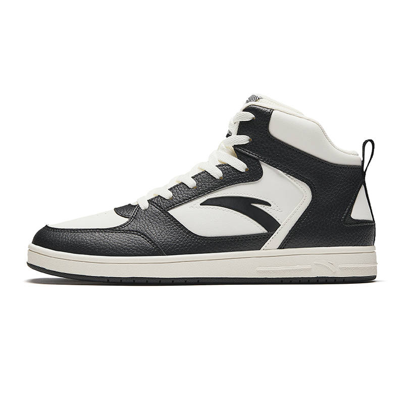 Anta Xiao Linggan, Panda Height Increasing Lightweight Mid top Skateboard Shoes Men's White Black
