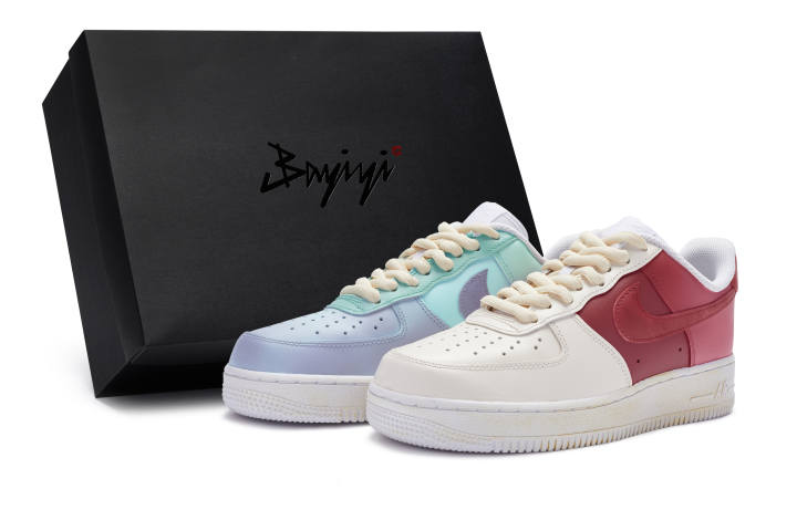 Nike Nike Air Force 1 Low 811 Manufacturing, Aurora Mismatched, Special Shoe Box Low top Skateboard Shoes GS