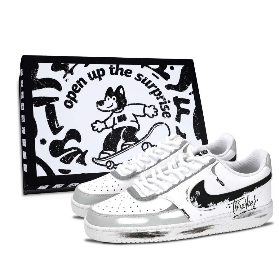 Nike Nike Court Vision 1 High Mountain Ridge Abrasion Resistant Low top Skateboard Shoes Unisex Gray Black