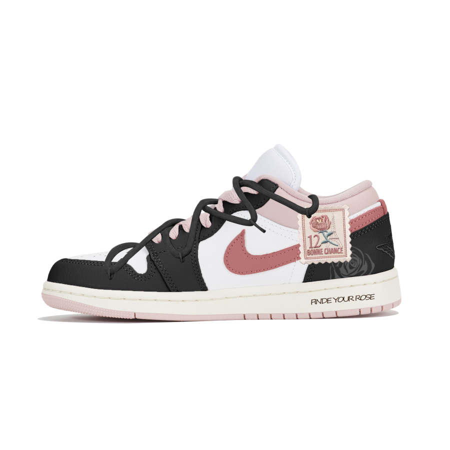 Jordan Jordan Air Jordan 1 Abrasion Resistant Low top Skateboard Shoes Women's Black Pink