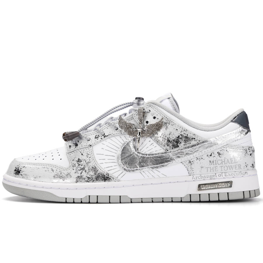 Nike Nike Dunk Metaphor Of Angel Abrasion Resistant Abrasion Resistant Low top Skateboard Shoes Unisex Gray White