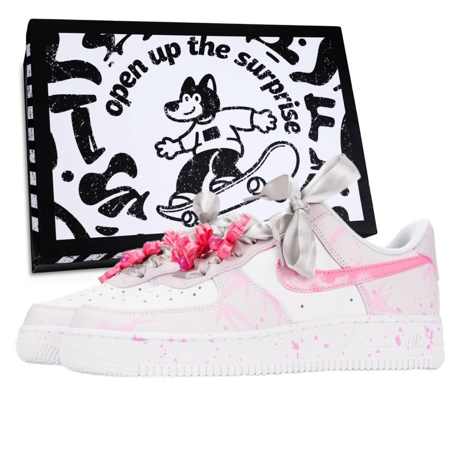 Nike Nike Air Force 1 Sweet Style Bamboo Cow Leather Slip Resistant Abrasion Resistant Low top Skateboard Shoes Unisex Pink