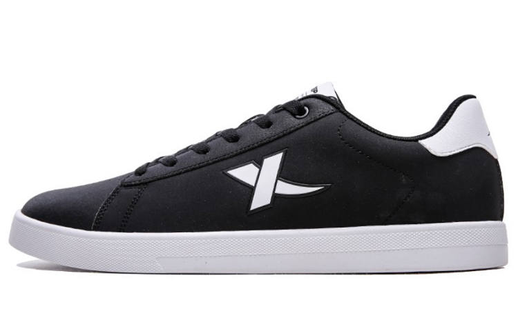 XTEP Synthetic Leather Slip Resistant, Abrasion Resistant, Breathable Low top Skateboard Shoes Men's Black White