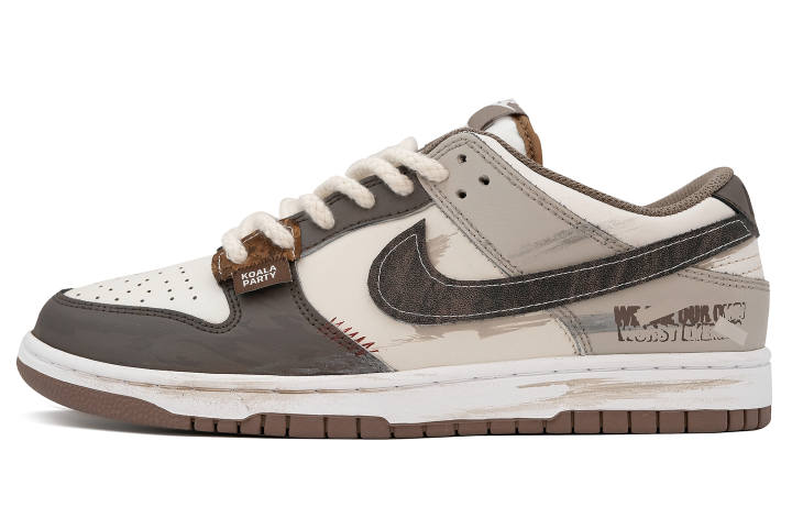 Nike Nike Dunk Leather Cushioning Abrasion Resistant Cushioning, Wear Resistant Low top Skateboard Shoes Men's Brown Gray