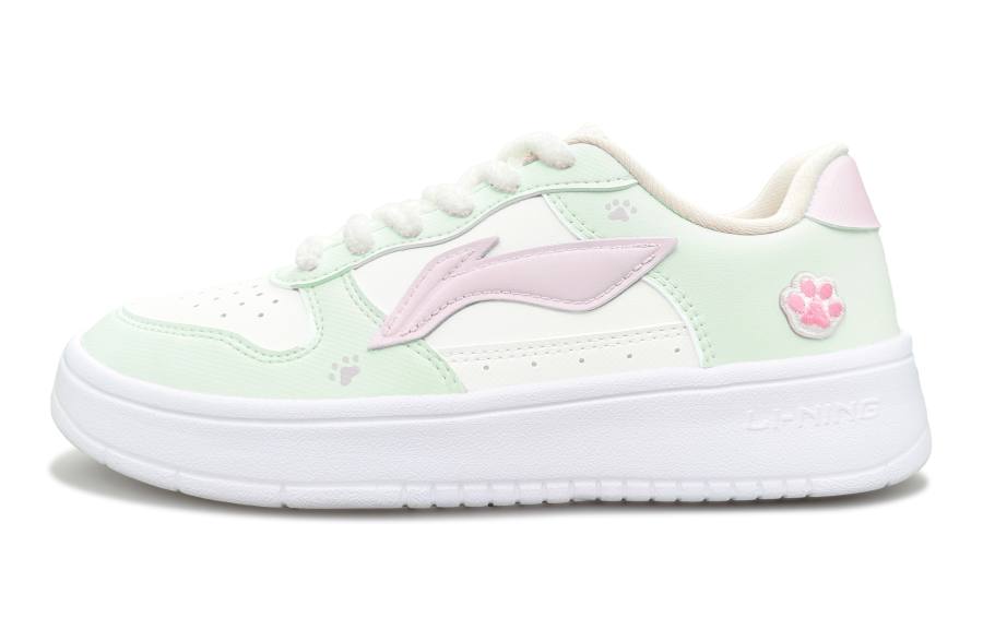 Li-Ning Li Ning Floating Boat Abrasion Resistant Breathable Height Increasing Low top Skateboard Shoes Women's Green Pink