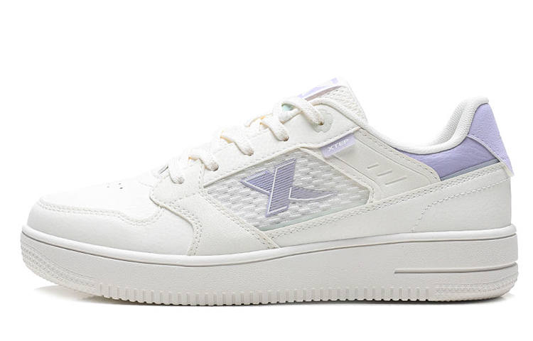 XTEP Skateboard Shoes Women's Low Top Sail White/Snow Cyan Purple