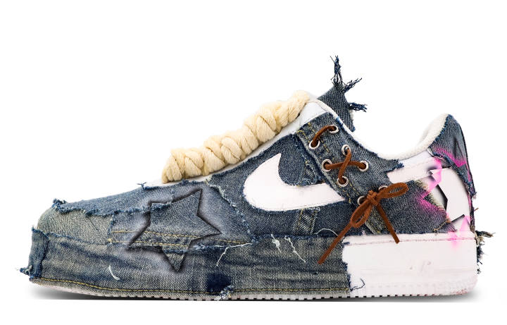 Nike Nike Air Force 1 Low top Skateboard Shoes Men's Denim Blue