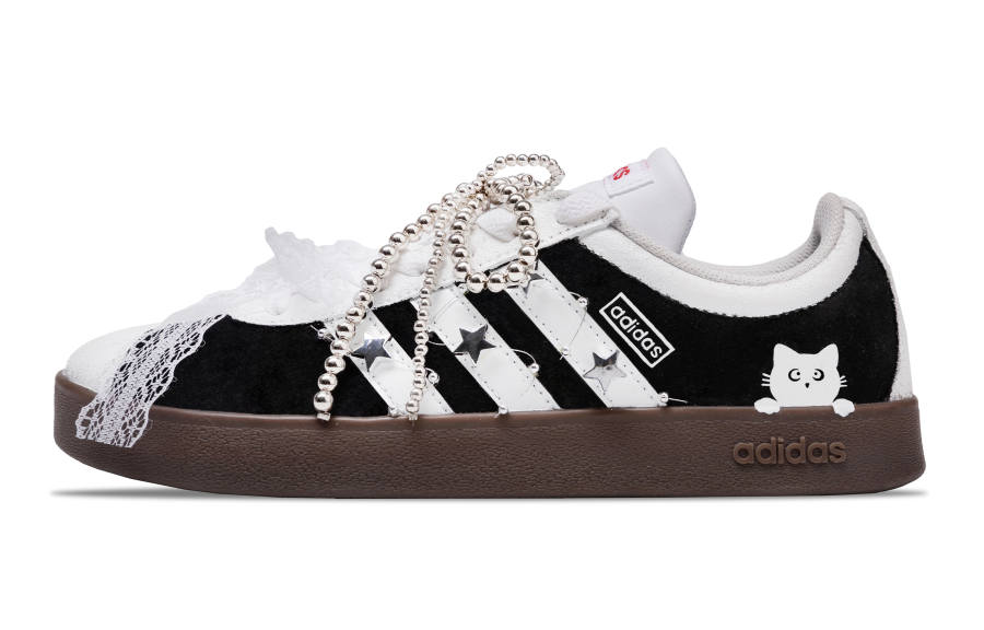 Adidas Adidas VL COURT 2.0 Star Dream Kitten Slip Resistant Abrasion Resistant Low top Skateboard Shoes Unisex Black White