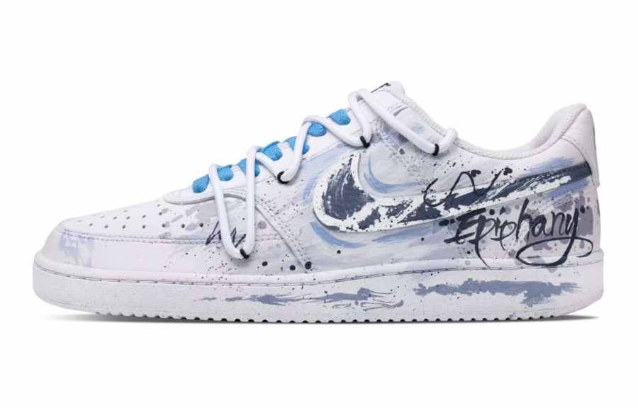 Nike Nike Court Vision 1 Abrasion Resistant Breathable Low top Skateboard Shoes Men's White Gray Blue