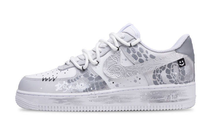 Nike Nike Air Force 1 Silver Snake Dance Slip Resistant Abrasion Resistant Slip Resistant Abrasion Resistant Low top