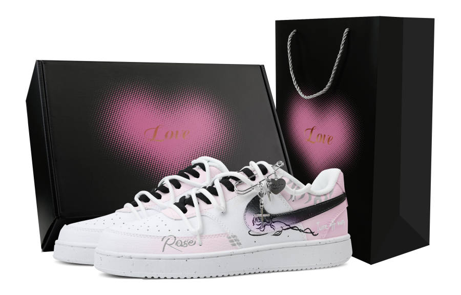 Nike Nike Court Vision 1 Heart Box & Rose Pink Shipping Slip Resistant Cushioning Low top Skateboard Shoes Men's Pink