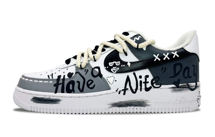 Nike Nike Air Force 1 Thermal Coverage Low top Skateboard Shoes Men's Black White Gray