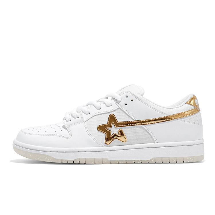 RIPSTAR Abrasion Resistant Low top Skateboard Shoes Unisex White Gold