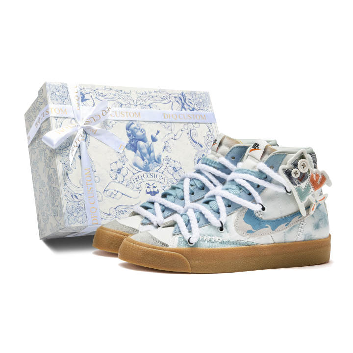 Nike Nike Blazer Da Vinci Custom, Box, Blue Phantom Slip Resistant, Abrasion Resistant, Lightweight