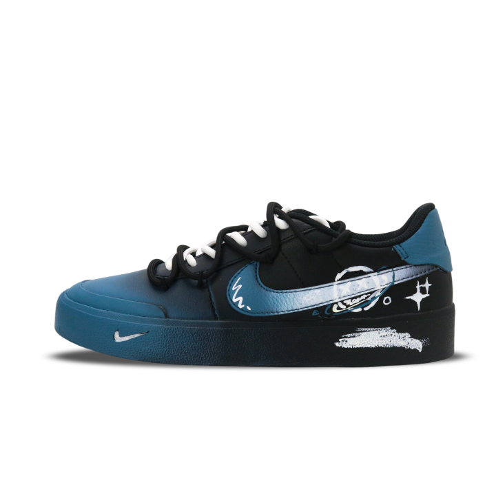 Nike Nike Court Shot Lightweight And Breathable Low top Skateboard Shoes Men's Black White Blue