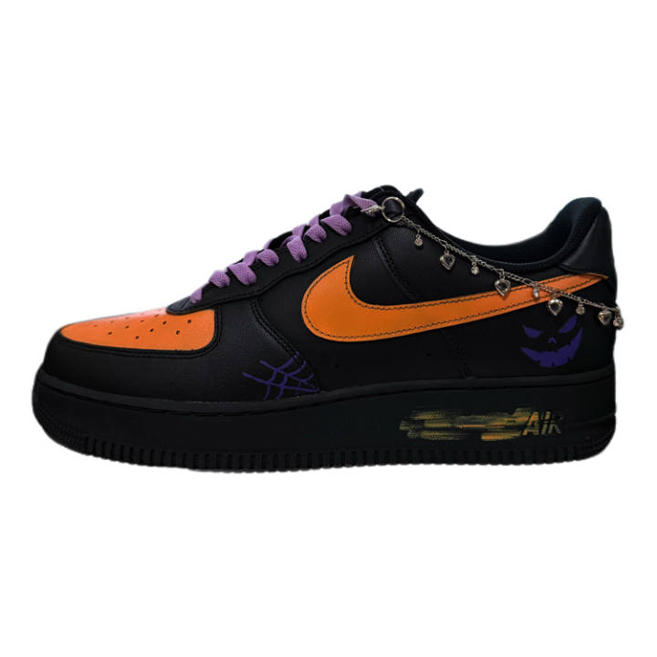 Nike Nike Air Force 1 Low Pumpkin Cart Leather Low top Skateboard Shoes Men's Black Purple Orange