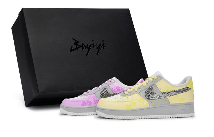 Nike Nike Air Force 1 811 Manufacturing, Blue Wind Golden Words Yellow Pink, Special Shoe Box