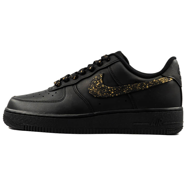 Nike Nike Air Force 1 Slip Resistant Abrasion Resistant Low top Skateboard Shoes Unisex Black Gold