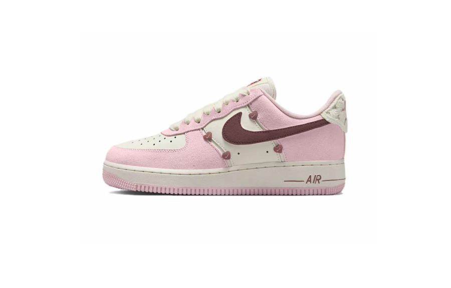 Nike Nike Air Force 1 Leather, Suede Abrasion Resistant Low top Skateboard Shoes Women's Pink Brown