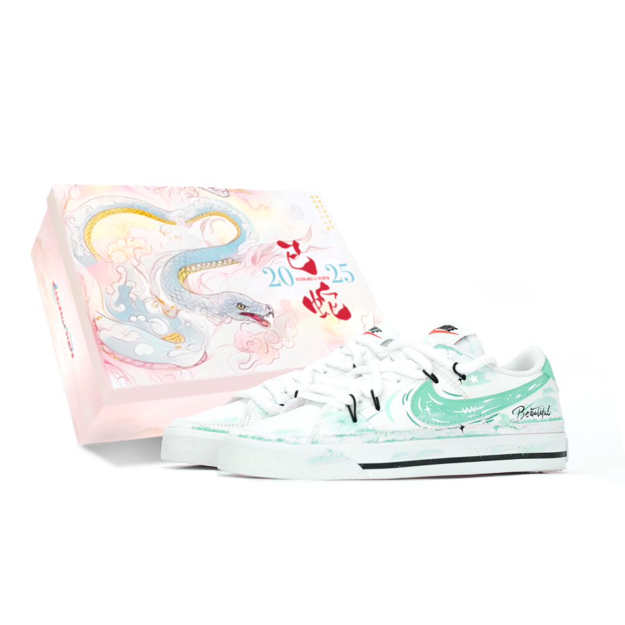 Nike Nike Court Legacy Mechanical Spirit, Aurora Catcher Abrasion Resistant Low top Skateboard Shoes Men's White Green