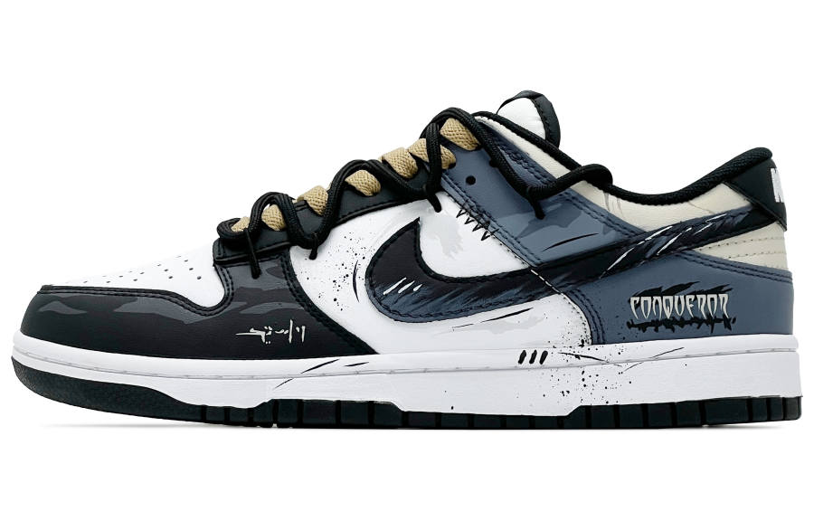 Nike Nike Dunk Leather Abrasion Resistant Abrasion Resistant Low top Skateboard Shoes Unisex Black White Blue