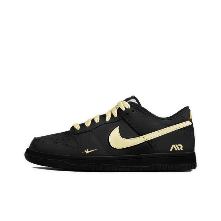 Nike Nike Dunk Leather Slip Resistant Abrasion Resistant Low top Skateboard Shoes Unisex Black Yellow