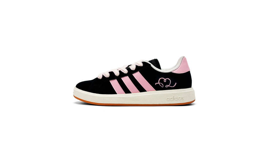 Adidas Adidas Grand Court Base 00s Slip Resistant Abrasion Resistant Low top Skateboard Shoes Unisex Black Pink