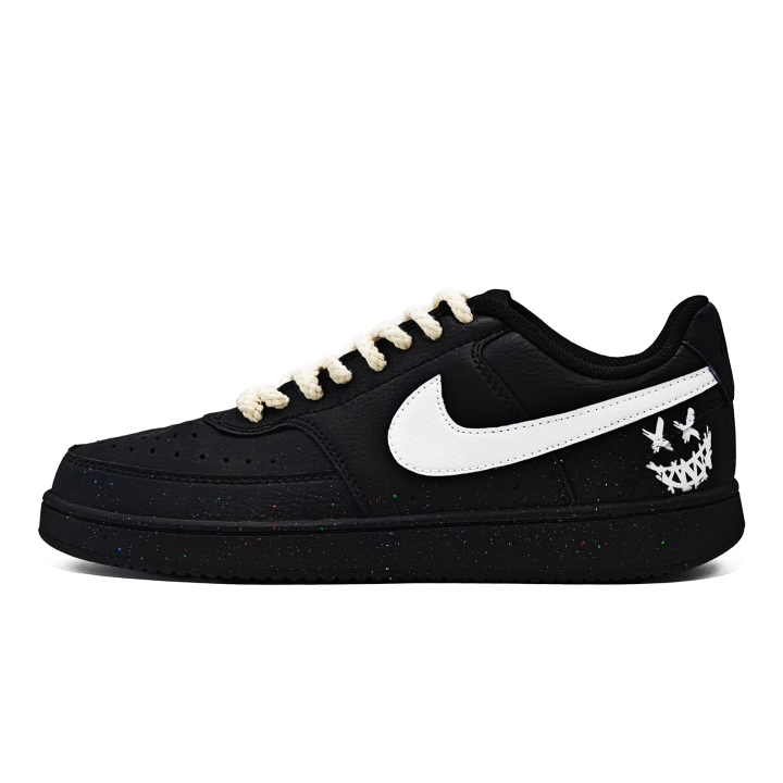 Nike Nike Court Vision Low Lightweight Breathable Low top Skateboard Shoes Unisex Black White