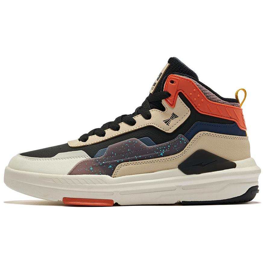 Erke Slip Resistant Cushioning Abrasion Resistant Mid top Skateboard Shoes Women's Black Beige