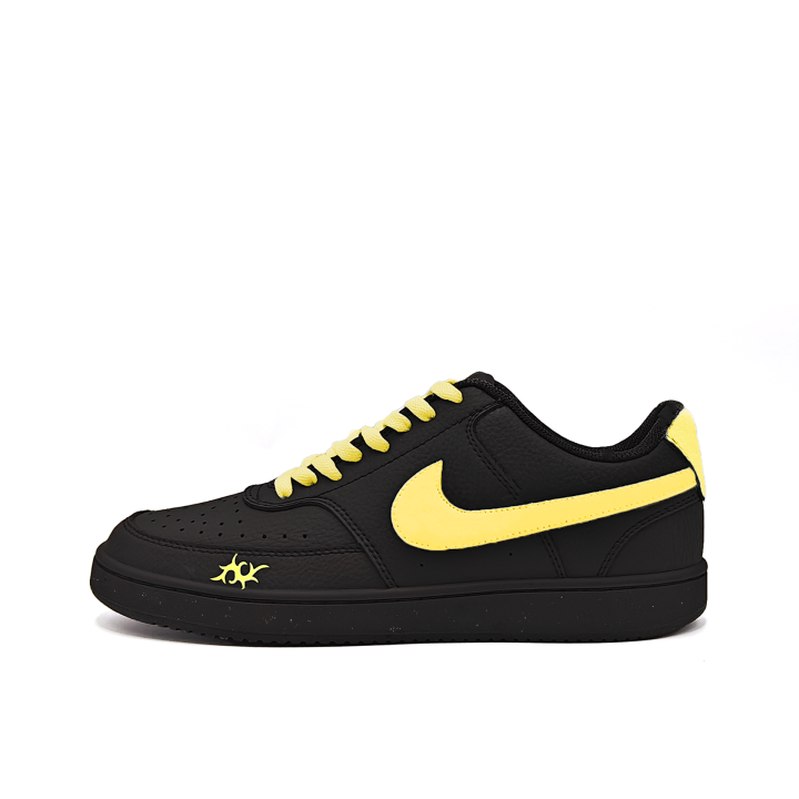 Nike Nike Court Vision Non slip Lightweight Low top Skateboard Shoes Unisex Black Yellow