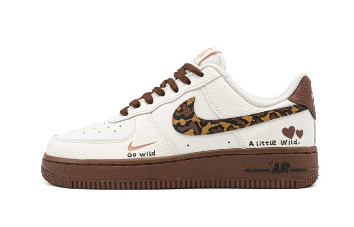 Nike Nike Air Force 1 Leopard Power Unleashed Leather Low top Skateboard Shoes Women's Ecru