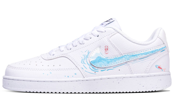 Nike Nike Court Vision 1 Blessing Fish Abrasion Resistant Low top Skateboard Shoes Unisex White Blue
