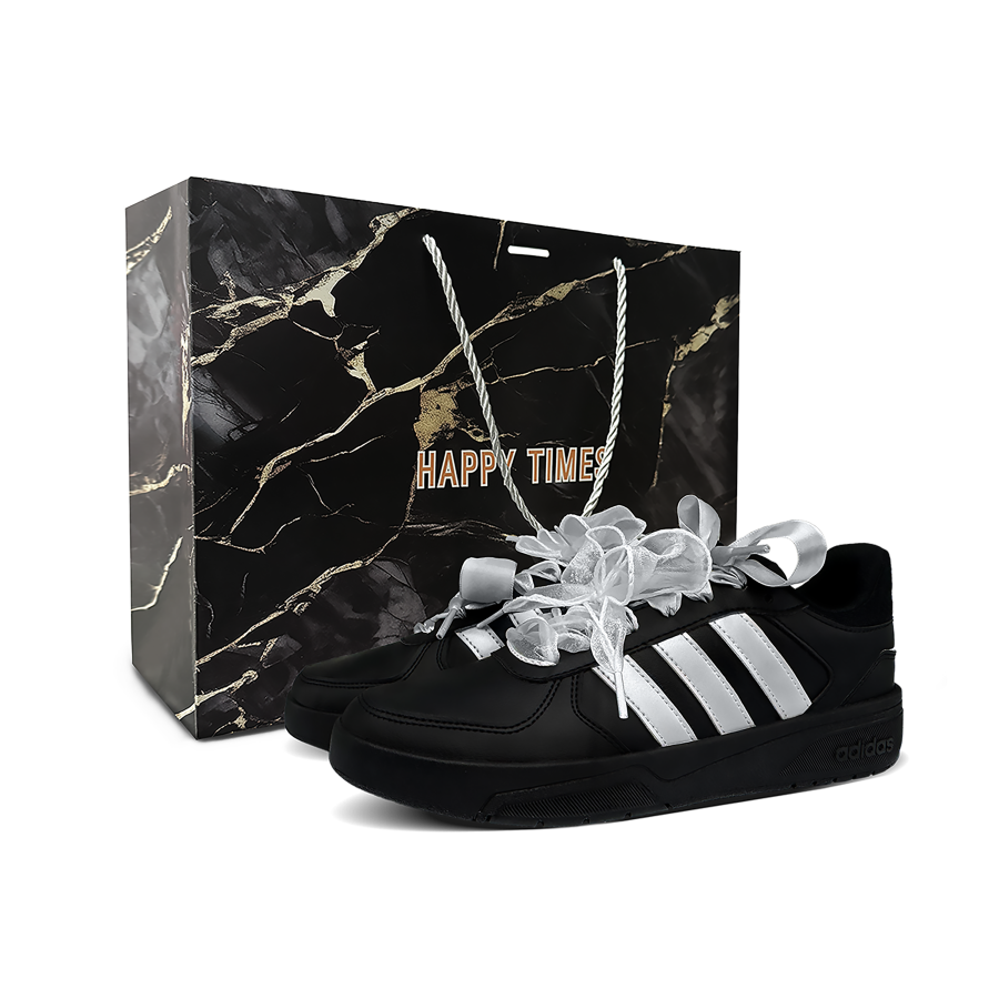 Adidas Neo Coneo Qt Slip Resistant Abrasion Resistant Low top Skateboard Shoes Unisex Black Silver