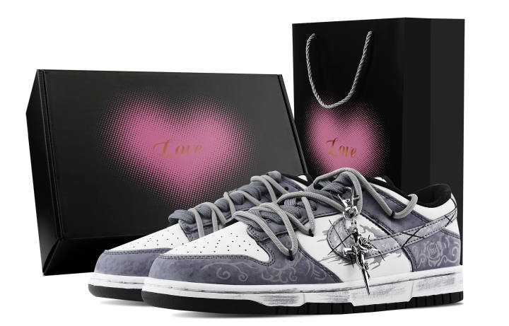 Nike Nike Dunk Gothic Secret Letter, Heart Box Slip Resistant Abrasion Resistant Low top Skateboard Shoes Unisex Blue White