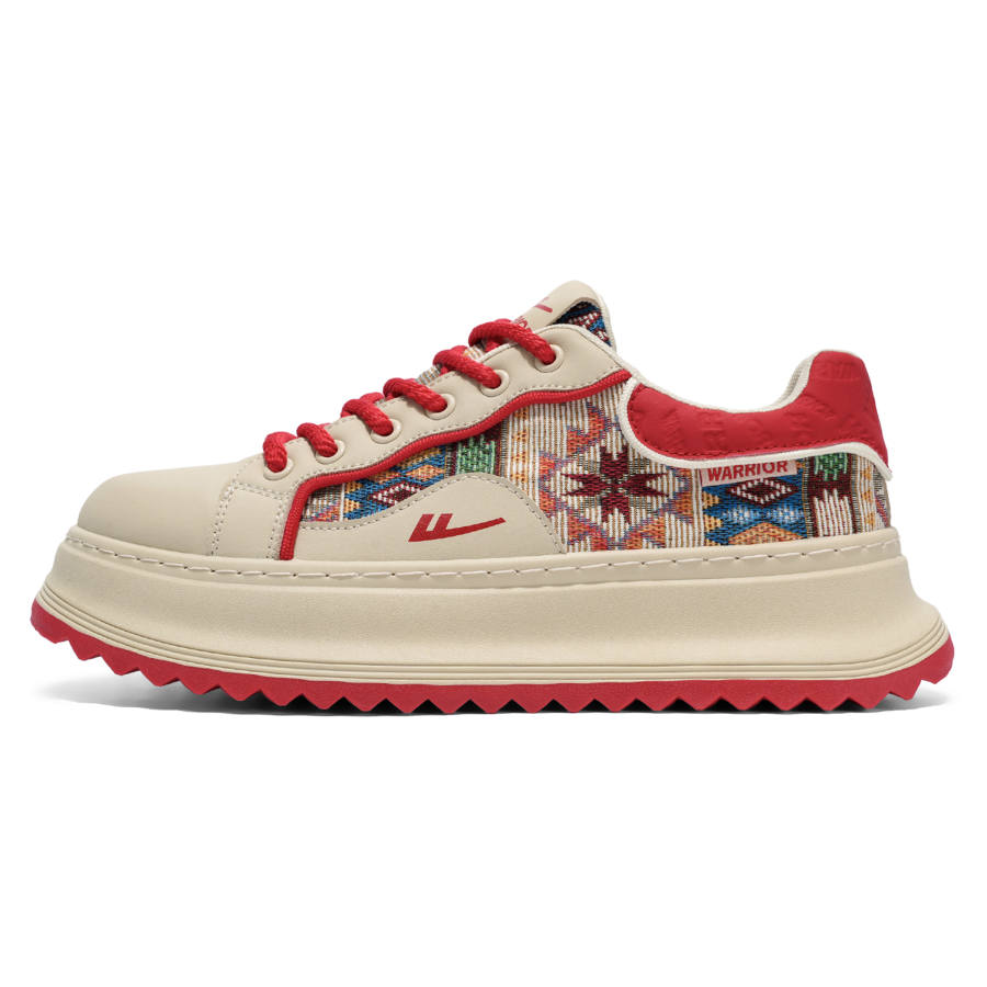WARRIOR Skateboard Shoes Men's Low Top Khaki/Dark Blue/Red/White/Black