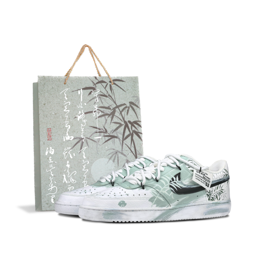 Nike Nike Court Vision 1 Slip Resistant Cushioning Abrasion Resistant Low top Skateboard Shoes Unisex White Green
