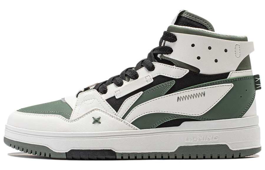 Li-Ning Li Ning Mountain Origin 2.0 Slip Resistant Abrasion Resistant High top Skateboard Shoes Men's White Green