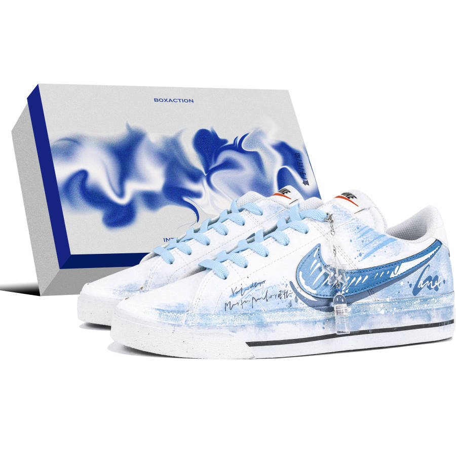 Nike Nike Court Legacy Box Action, Rain After The Storm, Special Shoe Box, Oxygen Plan, Hand Drawn Ink Splatter Leather