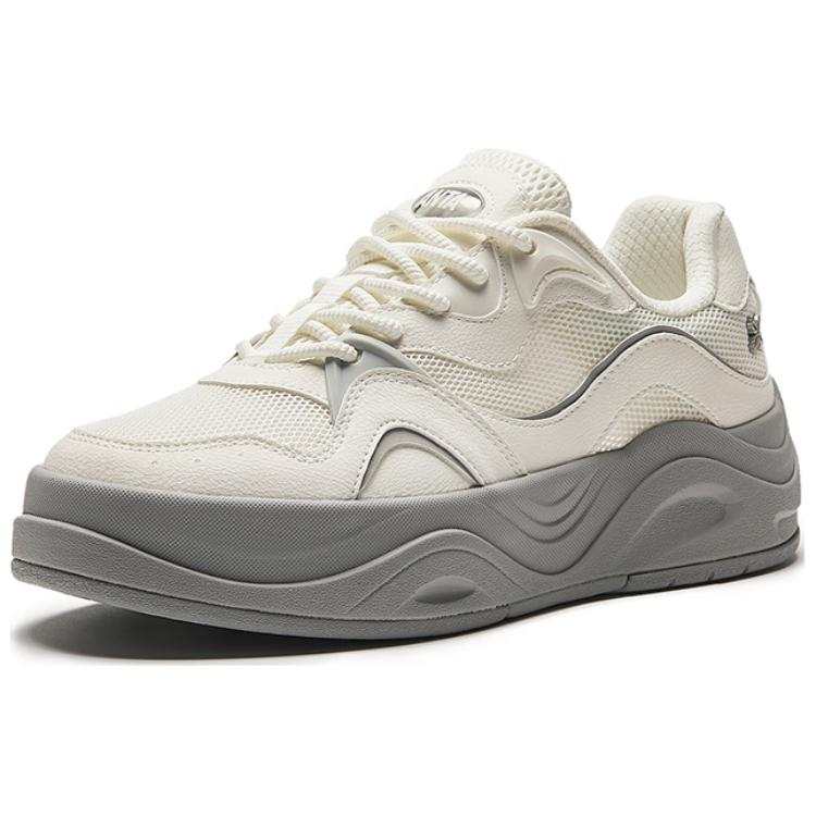 Anta Seaweed Slip Resistant Cushioning Lightweight Height Increasing Low top Skateboard Shoes Women's White Gray