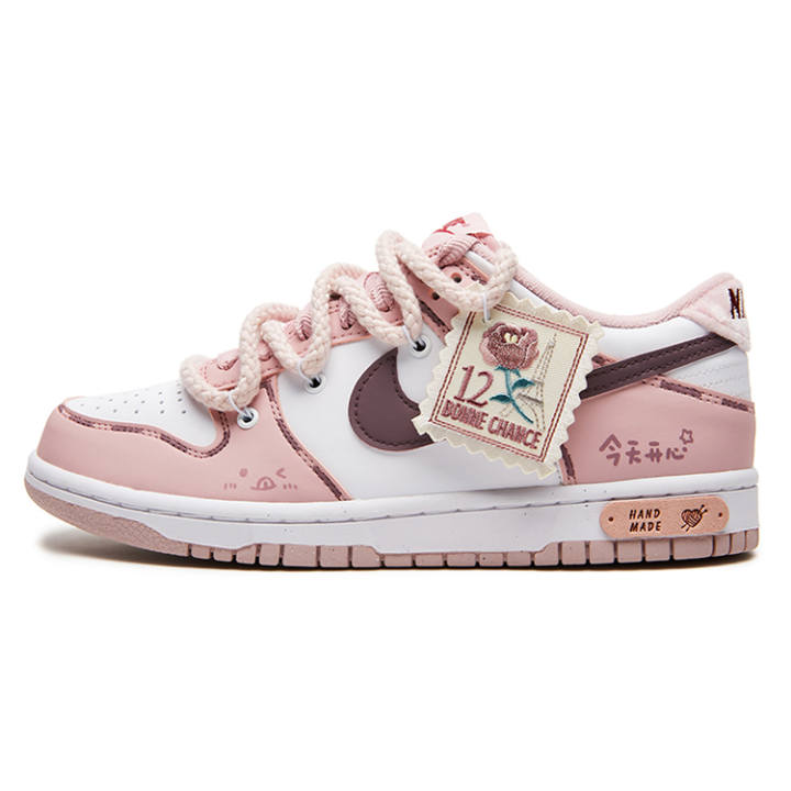 Nike Nike Dunk Low Post Youth Floral Lightweight Low top Skateboard Shoes GS Pink